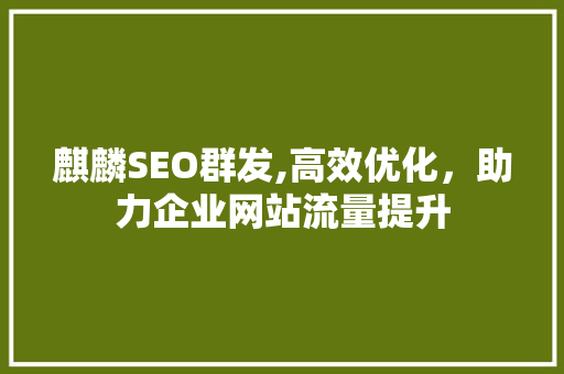 麒麟SEO群发,高效优化，助力企业网站流量提升  第1张