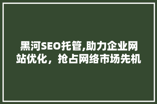 黑河SEO托管,助力企业网站优化，抢占网络市场先机