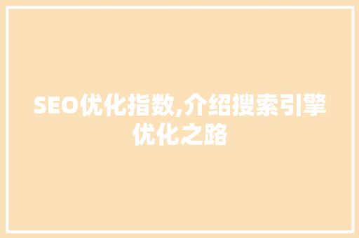 SEO优化指数,介绍搜索引擎优化之路