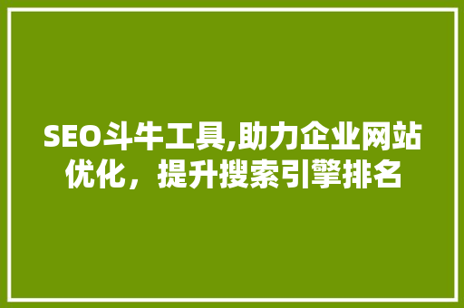 SEO斗牛工具,助力企业网站优化，提升搜索引擎排名
