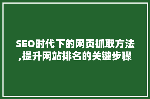 SEO时代下的网页抓取方法,提升网站排名的关键步骤