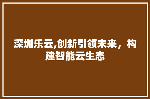 深圳乐云,创新引领未来，构建智能云生态