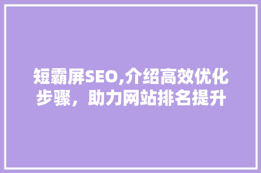 短霸屏SEO,介绍高效优化步骤，助力网站排名提升