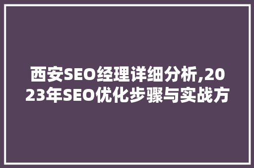 西安SEO经理详细分析,2023年SEO优化步骤与实战方法  第1张