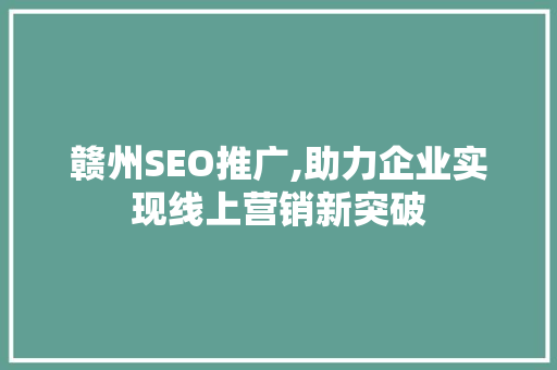 赣州SEO推广,助力企业实现线上营销新突破