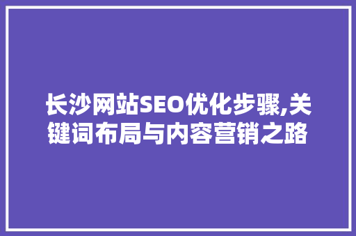 长沙网站SEO优化步骤,关键词布局与内容营销之路