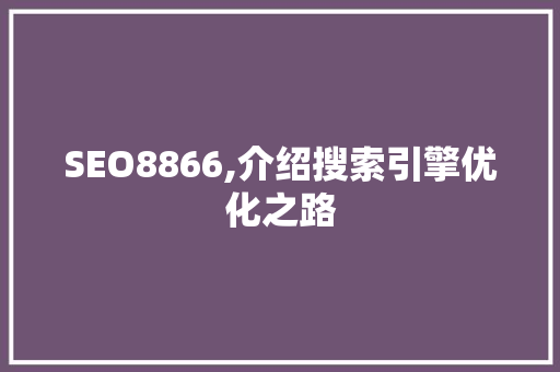 SEO8866,介绍搜索引擎优化之路