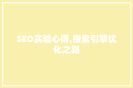 SEO实验心得,搜索引擎优化之路