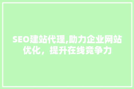 SEO建站代理,助力企业网站优化，提升在线竞争力