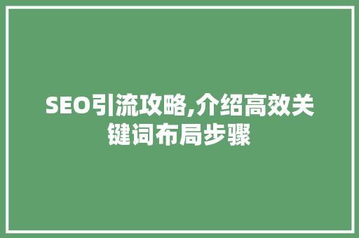 SEO引流攻略,介绍高效关键词布局步骤  第1张