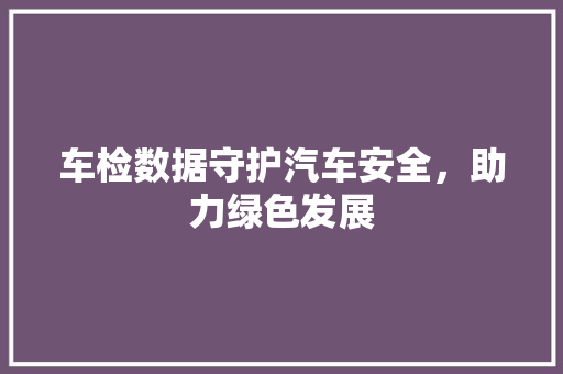 车检数据守护汽车安全，助力绿色发展