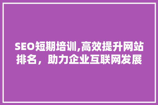SEO短期培训,高效提升网站排名，助力企业互联网发展