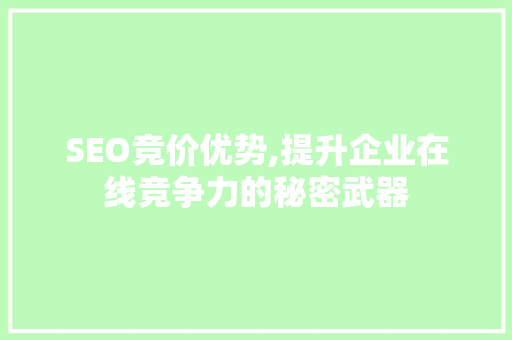 SEO竞价优势,提升企业在线竞争力的秘密武器  第1张