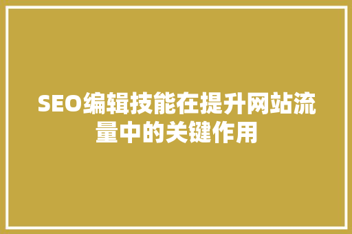 SEO编辑技能在提升网站流量中的关键作用
