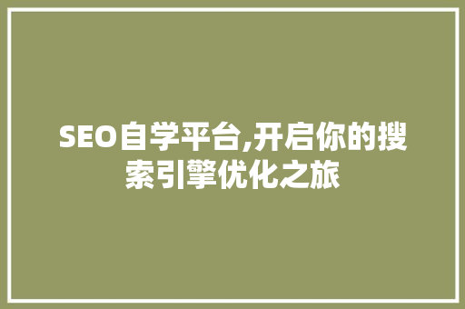 SEO自学平台,开启你的搜索引擎优化之旅