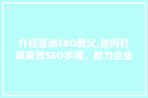 介绍亚洲SEO教父,如何打造高效SEO步骤，助力企业腾飞  第1张