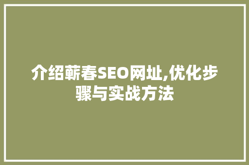 介绍蕲春SEO网址,优化步骤与实战方法