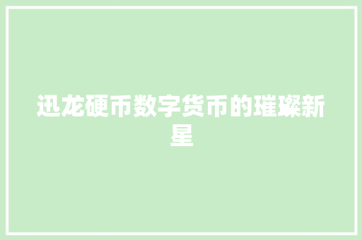 迅龙硬币数字货币的璀璨新星