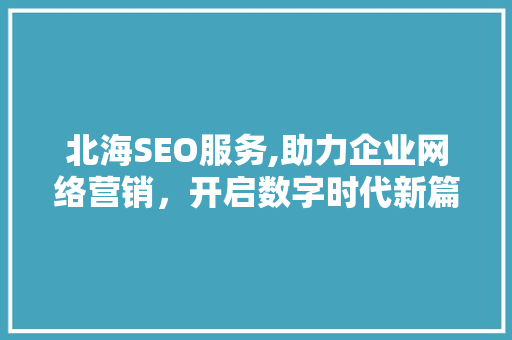 北海SEO服务,助力企业网络营销，开启数字时代新篇章