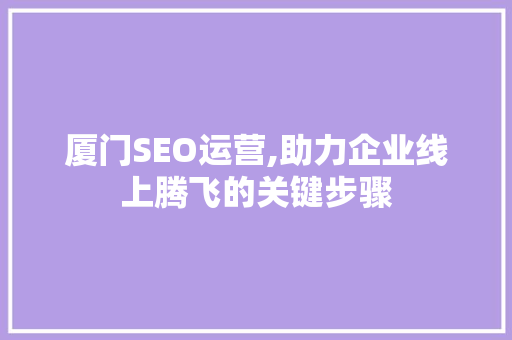 厦门SEO运营,助力企业线上腾飞的关键步骤