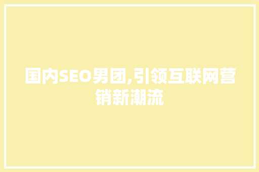 国内SEO男团,引领互联网营销新潮流