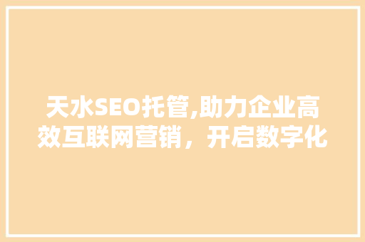 天水SEO托管,助力企业高效互联网营销，开启数字化时代新篇章
