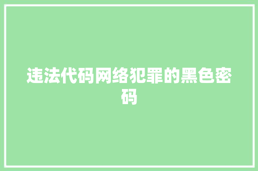 违法代码网络犯罪的黑色密码