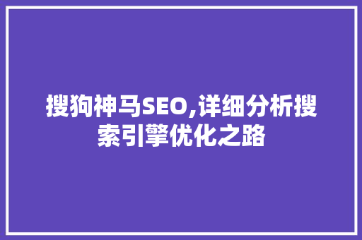 搜狗神马SEO,详细分析搜索引擎优化之路