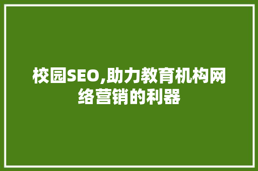 校园SEO,助力教育机构网络营销的利器