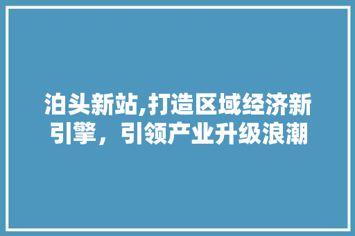 泊头新站,打造区域经济新引擎，引领产业升级浪潮