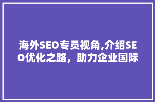 海外SEO专员视角,介绍SEO优化之路，助力企业国际化发展  第1张