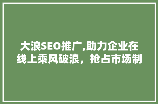 大浪SEO推广,助力企业在线上乘风破浪，抢占市场制高点
