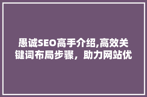 愚诚SEO高手介绍,高效关键词布局步骤，助力网站优化之路  第1张