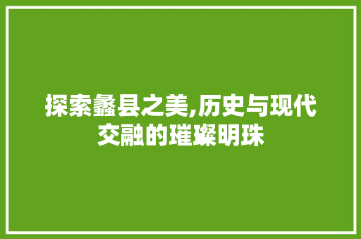 探索蠡县之美,历史与现代交融的璀璨明珠