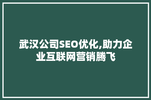 武汉公司SEO优化,助力企业互联网营销腾飞