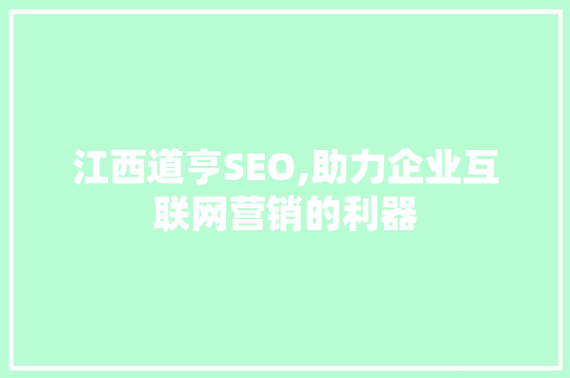 江西道亨SEO,助力企业互联网营销的利器