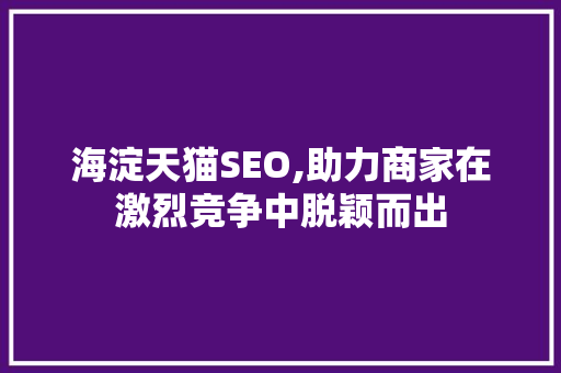 海淀天猫SEO,助力商家在激烈竞争中脱颖而出