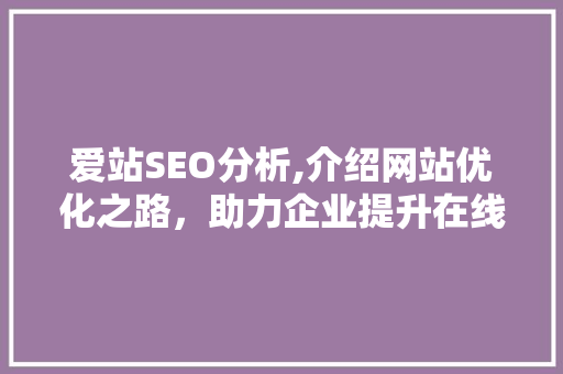 爱站SEO分析,介绍网站优化之路，助力企业提升在线竞争力