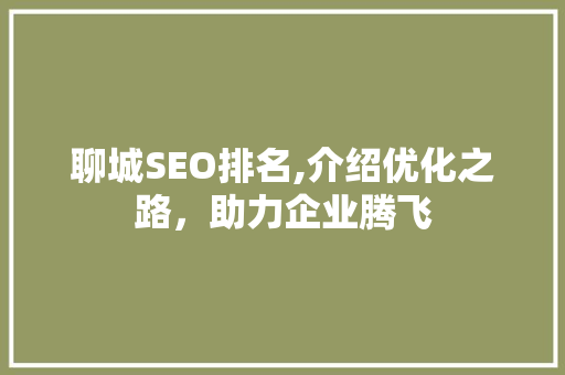 聊城SEO排名,介绍优化之路，助力企业腾飞