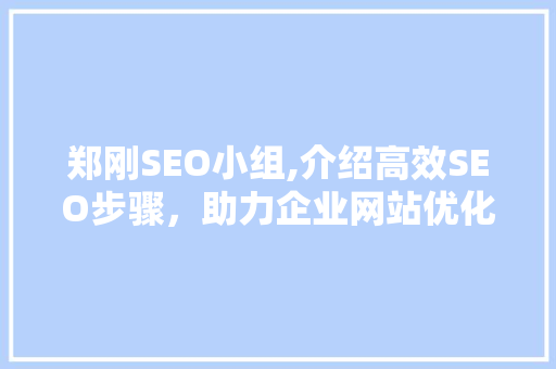 郑刚SEO小组,介绍高效SEO步骤，助力企业网站优化与排名提升