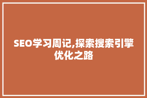 SEO学习周记,探索搜索引擎优化之路