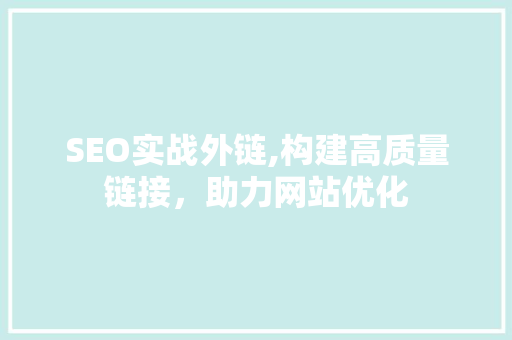 SEO实战外链,构建高质量链接，助力网站优化