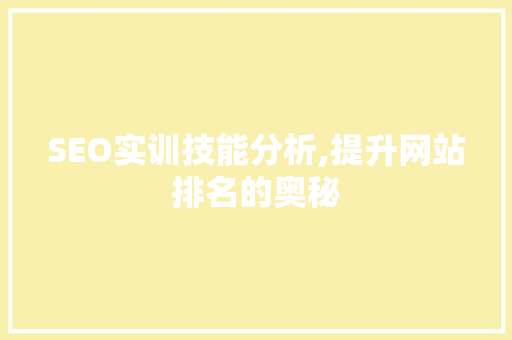 SEO实训技能分析,提升网站排名的奥秘
