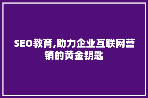 SEO教育,助力企业互联网营销的黄金钥匙