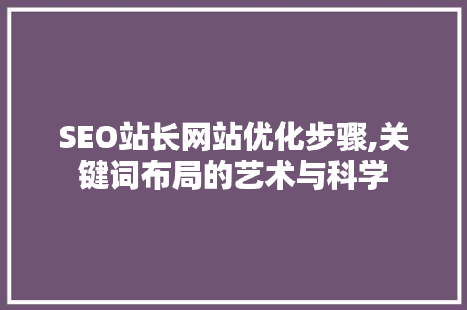 SEO站长网站优化步骤,关键词布局的艺术与科学