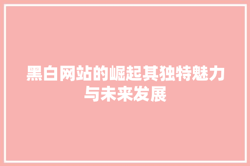 黑白网站的崛起其独特魅力与未来发展