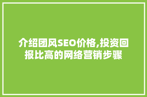 介绍团风SEO价格,投资回报比高的网络营销步骤