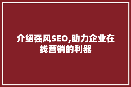 介绍强风SEO,助力企业在线营销的利器