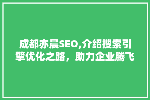 成都亦晨SEO,介绍搜索引擎优化之路，助力企业腾飞