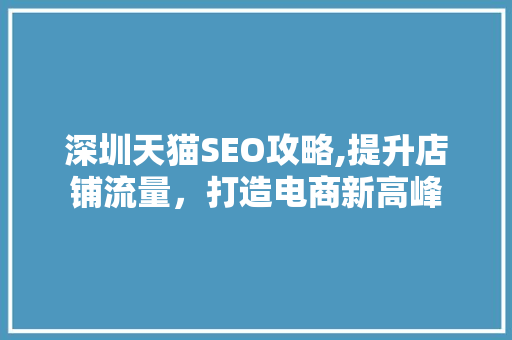 深圳天猫SEO攻略,提升店铺流量，打造电商新高峰
